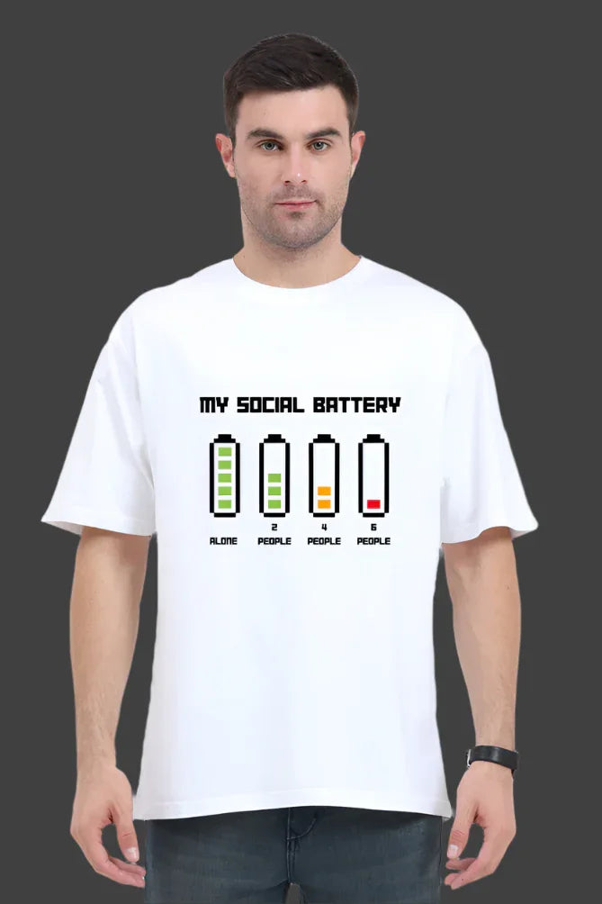 "My Social Battery" Oversized T-Shirt - Big Shot Fusion