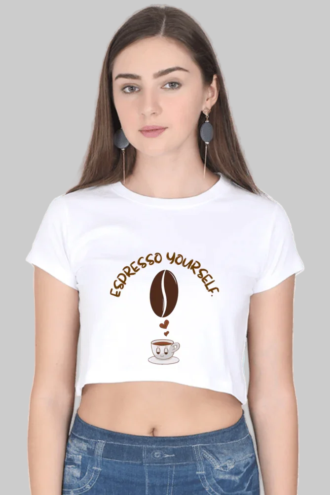 "Espresso Yourself" Coffee Lover Women’s Crop Top - Big Shot Fusion