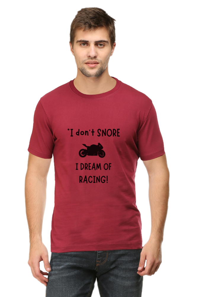 I Don’t Snore; I Dream of Racing T-Shirt – Funny & Relatable Design