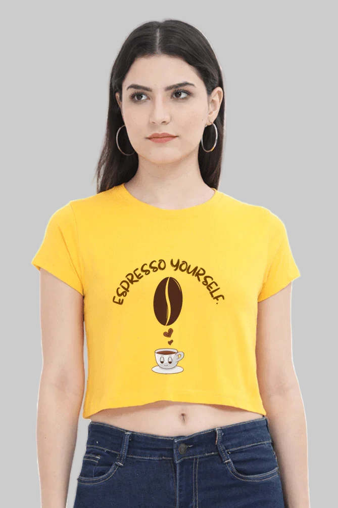 "Espresso Yourself" Coffee Lover Women’s Crop Top - Big Shot Fusion