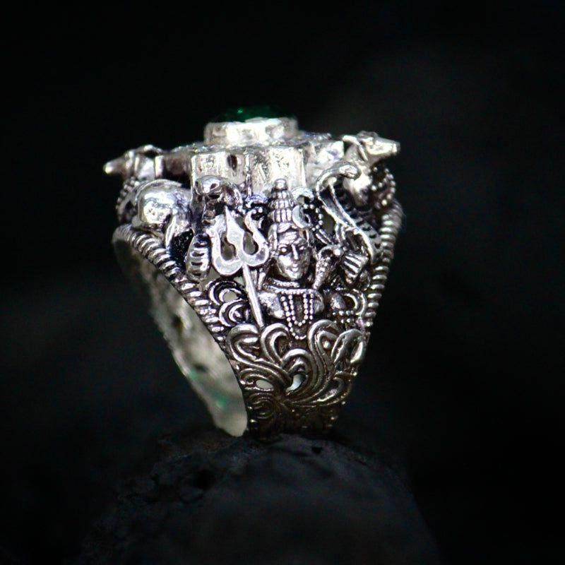Lord Shiva Silver Ring | Trinetra & Damru Design | Big Shot Fusion