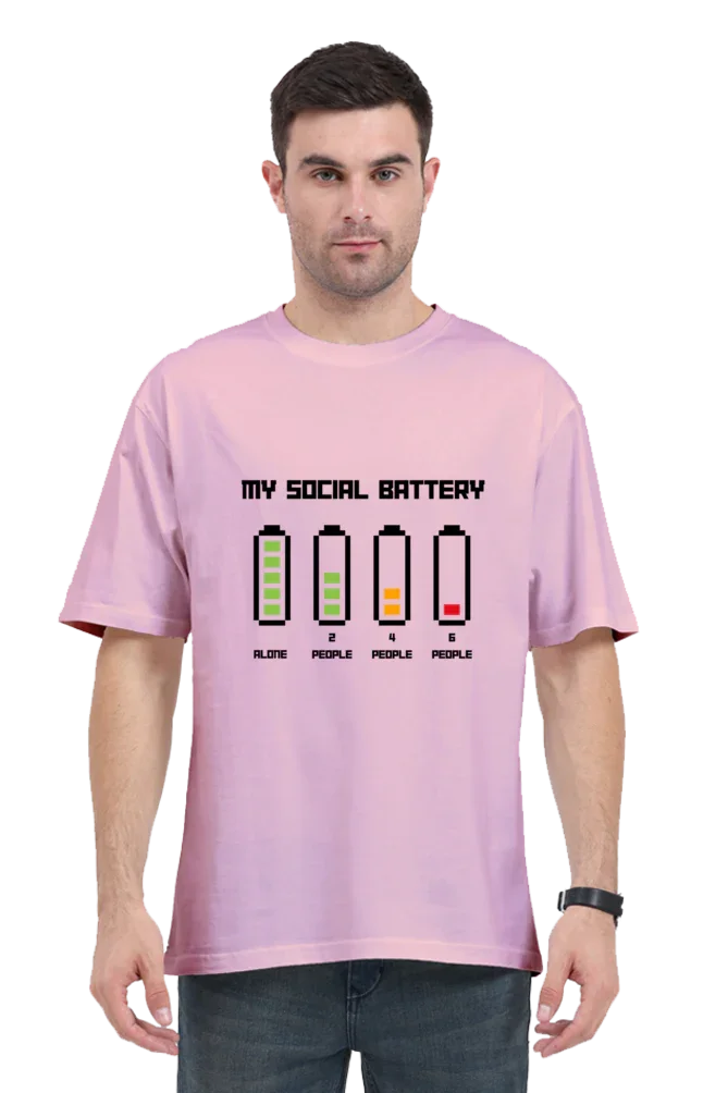 "My Social Battery" Oversized T-Shirt - Big Shot Fusion