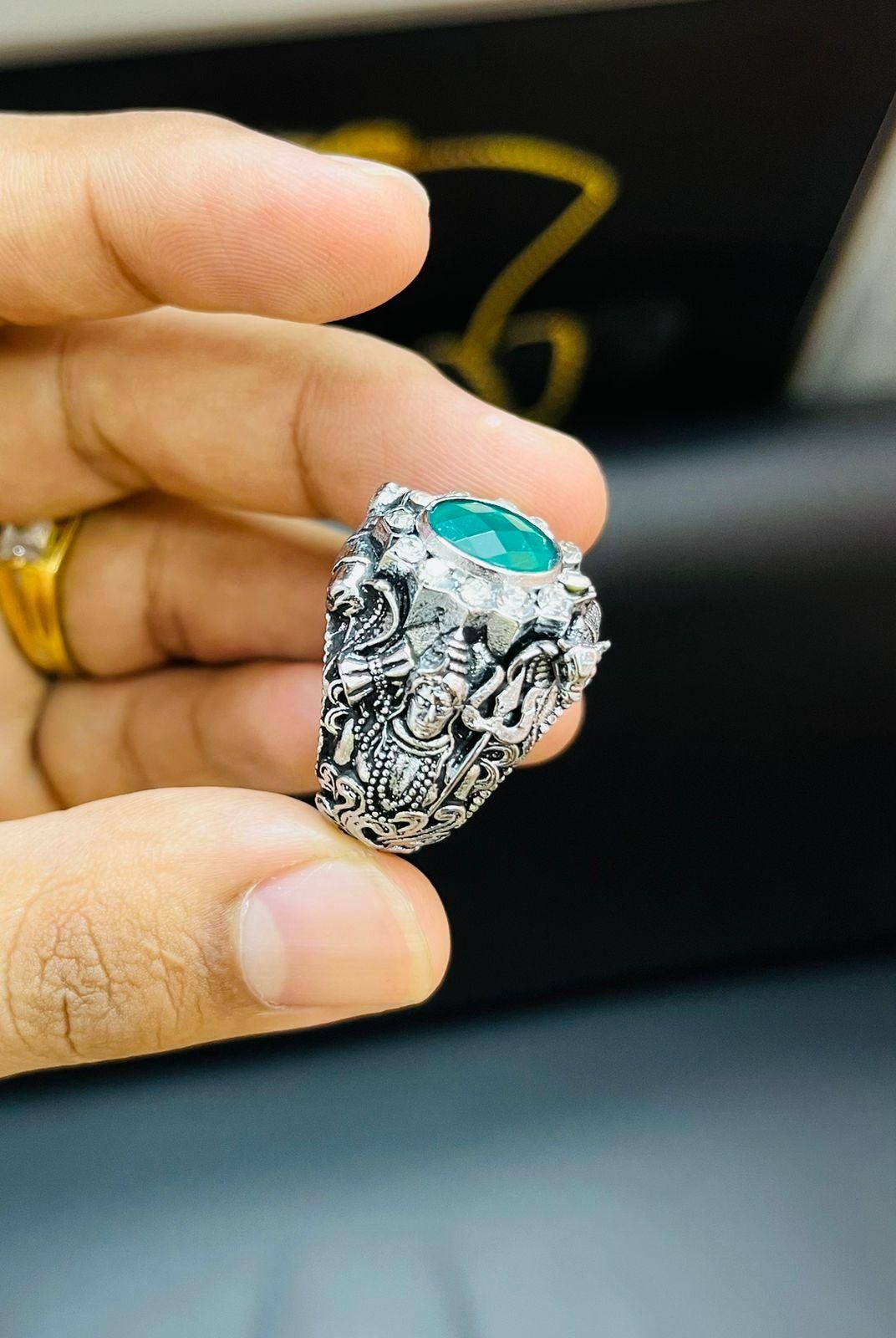Lord Shiva Silver Ring | Trinetra & Damru Design | Big Shot Fusion
