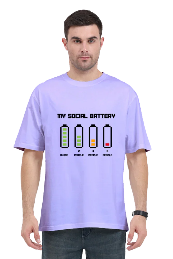 "My Social Battery" Oversized T-Shirt - Big Shot Fusion
