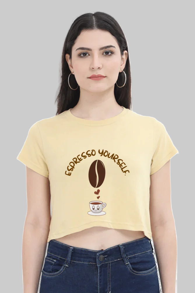 "Espresso Yourself" Coffee Lover Women’s Crop Top - Big Shot Fusion