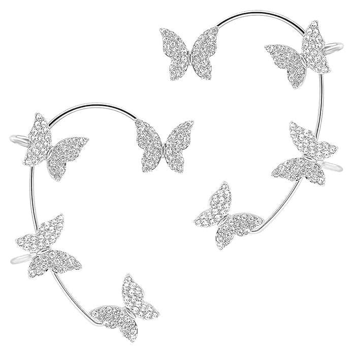 Stylish Butterfly Ear Crawler Cuff Earrings – Silver Plated Alloy