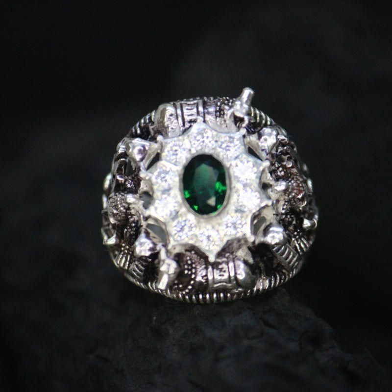 Lord Shiva silver ring with Trinetra and Damru design — bold unisex spiritual jewelry from Big Shot Fusion