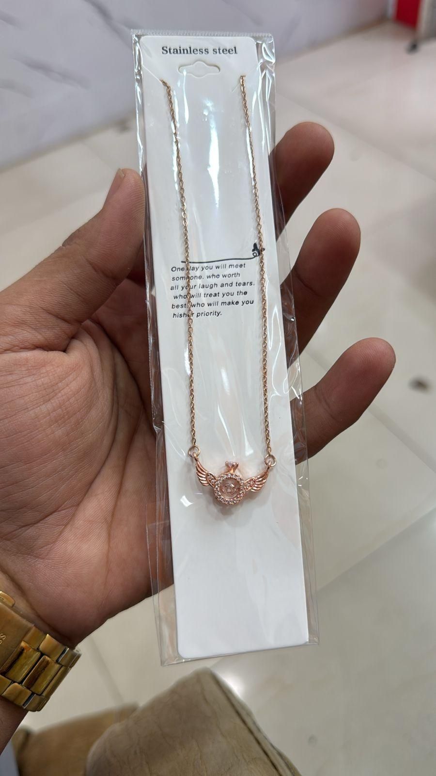 Rose Gold Angel Wings Pendant Chain - Big Shot Fusion