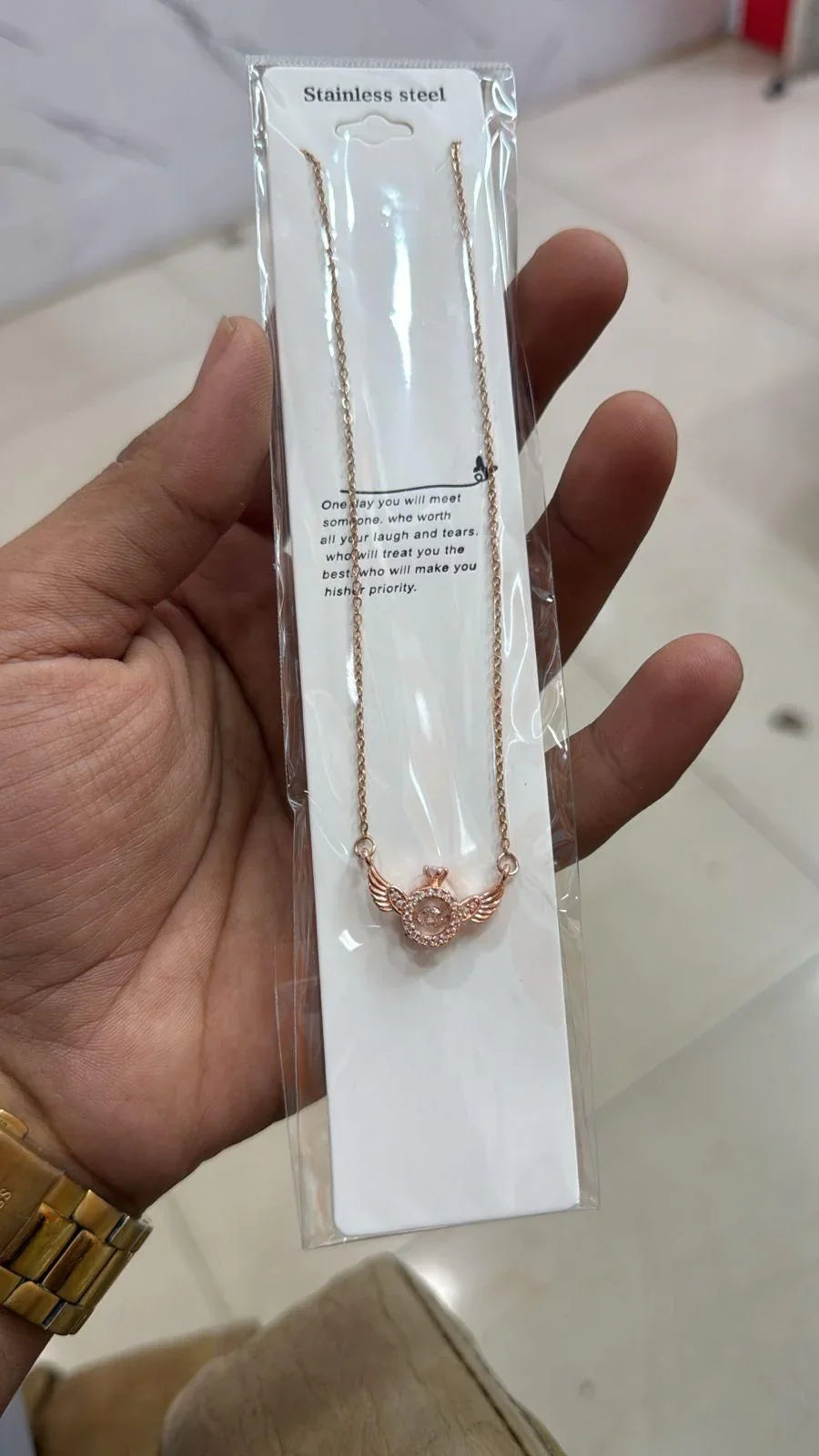 Rose Gold Angel Wings Pendant Chain - Big Shot Fusion