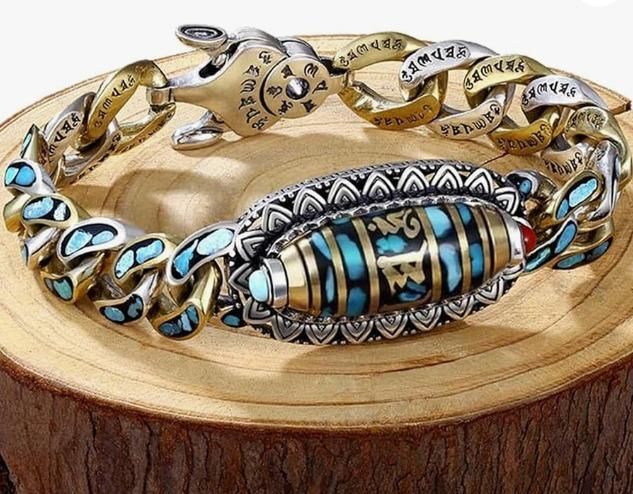 Six-Character Mantra Nine-Eyed Dzi Bead Bracelet | Big Shot Fusion