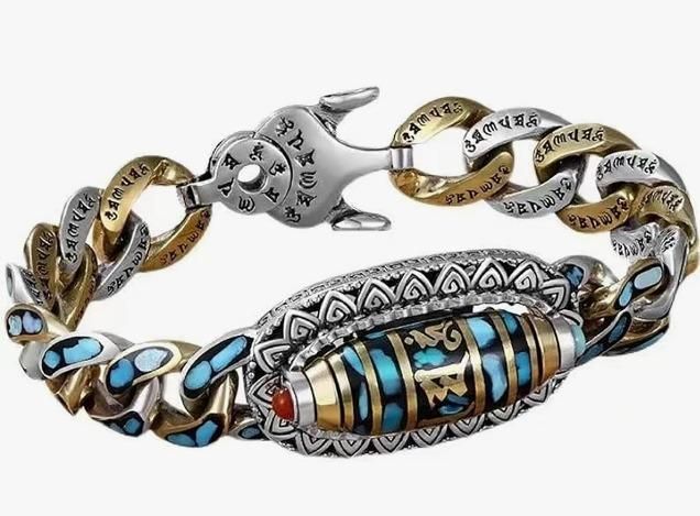 Six-Character Mantra Nine-Eyed Dzi Bead Bracelet | Big Shot Fusion