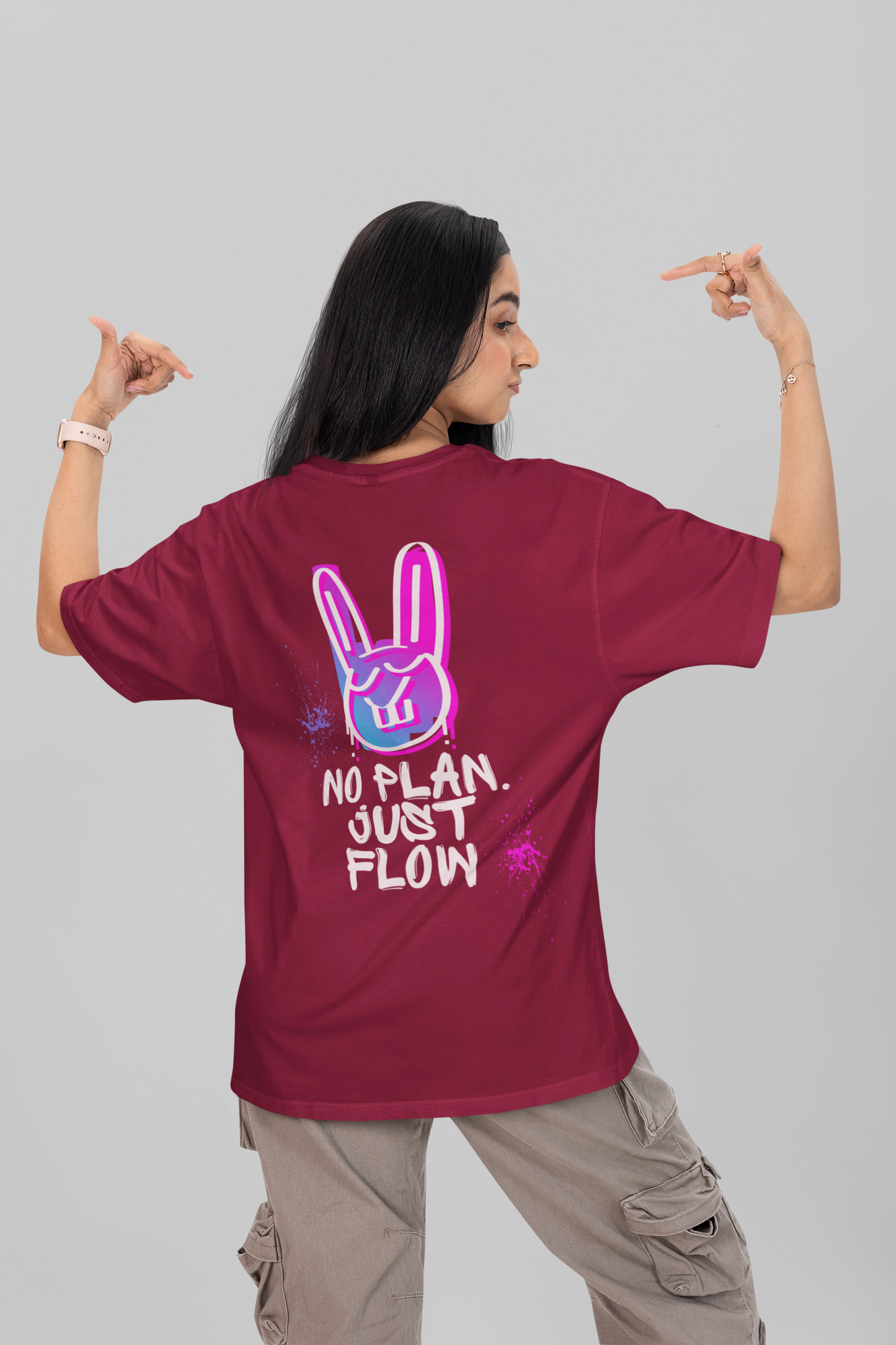 No Plan Just Flow – Oversized Graffiti Streetwear Terry T-Shirt