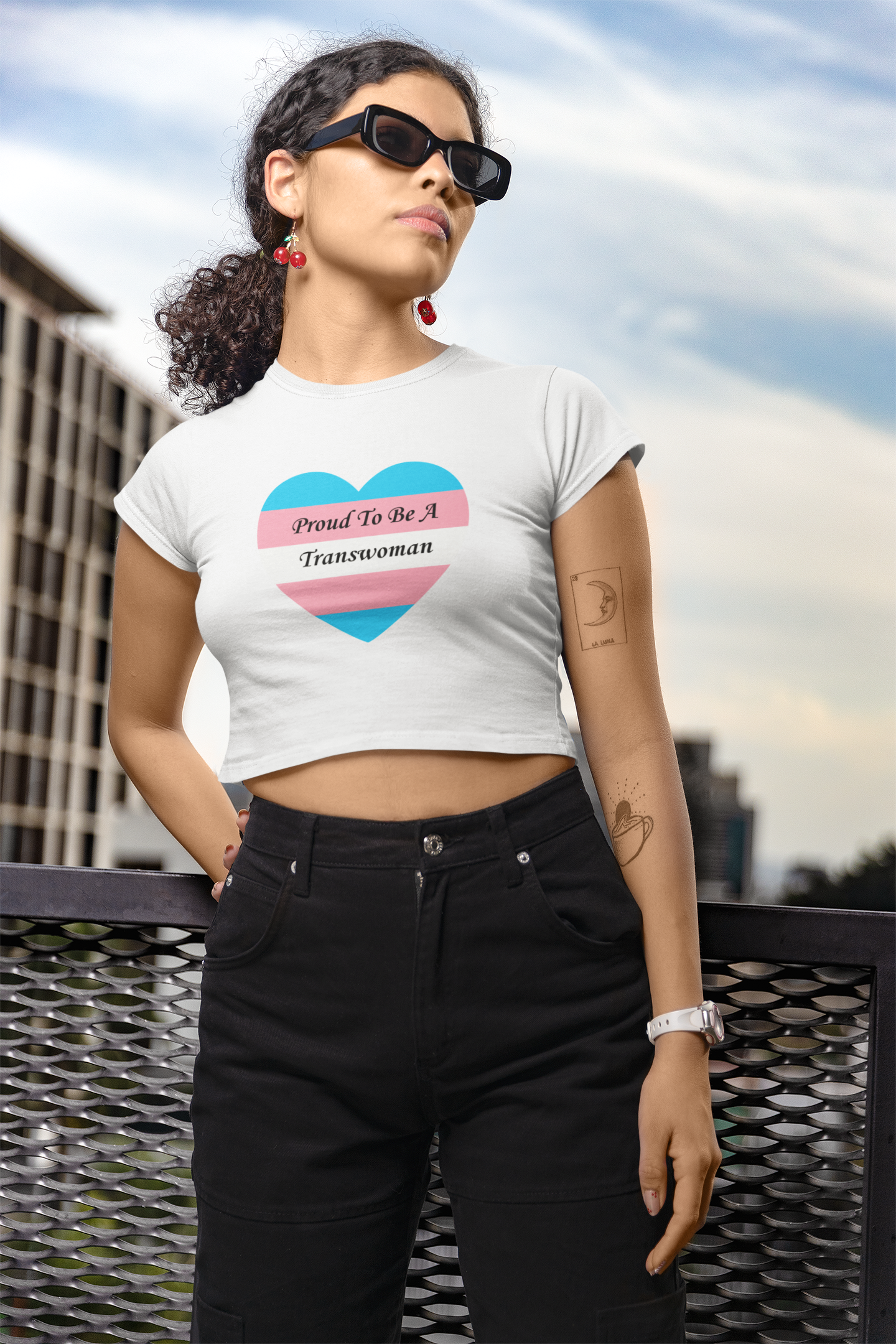 Proud To Be A Transwoman - Heart Trans Pride Sticker