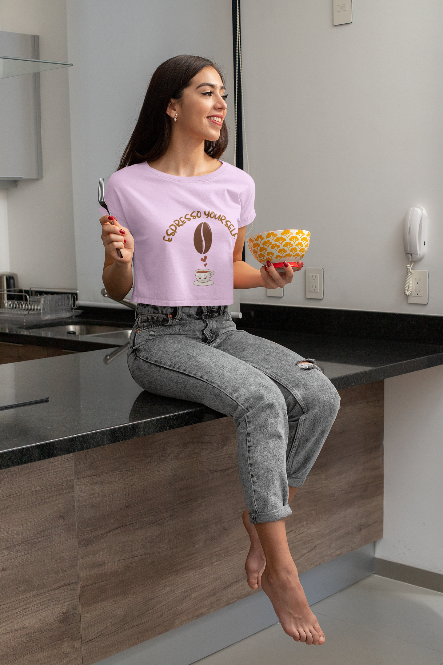 "Espresso Yourself" Coffee Lover Women’s Crop Top