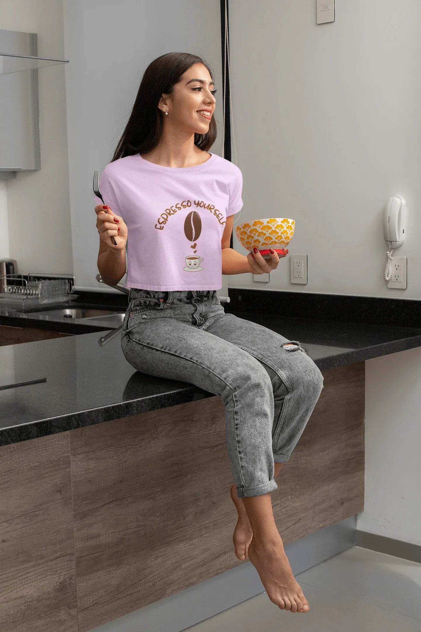 "Espresso Yourself" Coffee Lover Women’s Crop Top - Big Shot Fusion