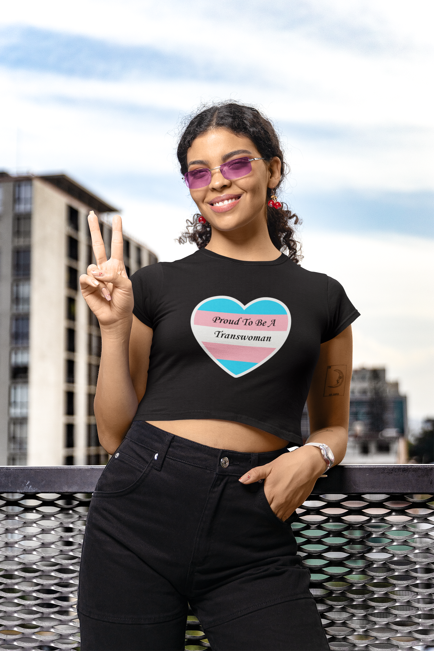 Proud To Be A Transwoman - Heart Trans Pride Sticker