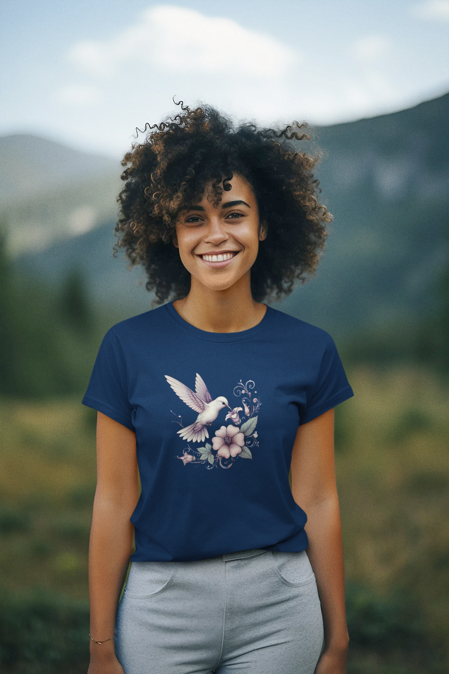 Hummingbird Harmony Round-Neck T-Shirt