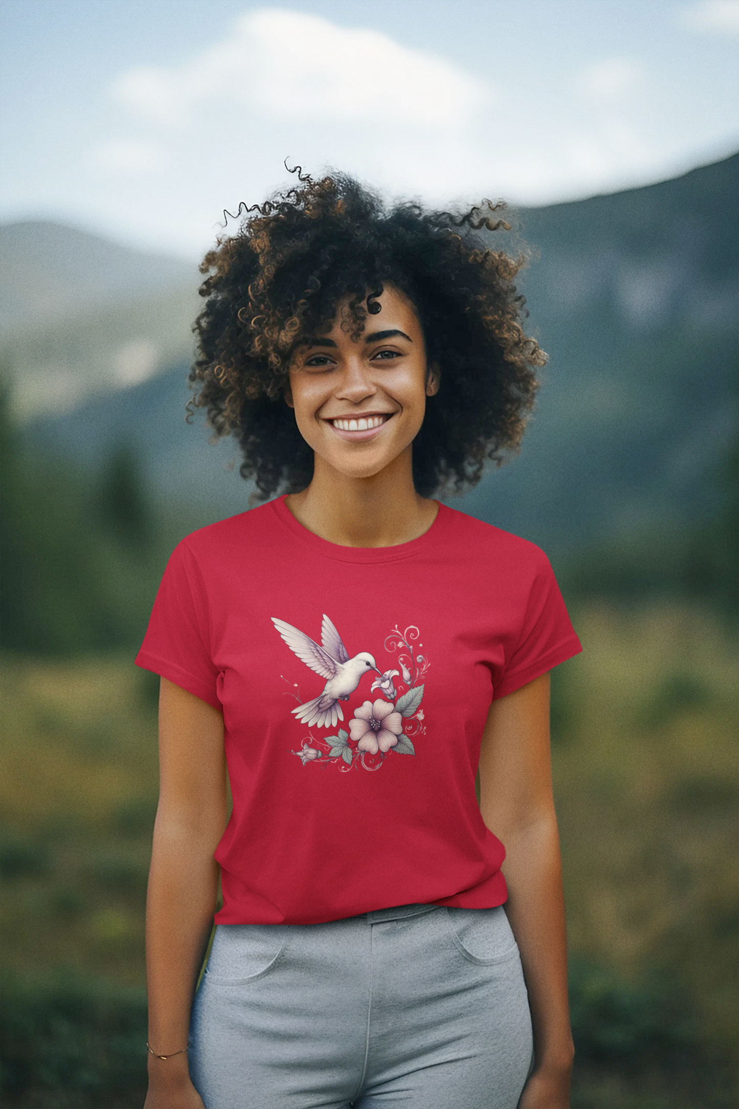 Hummingbird Harmony Round-Neck T-Shirt