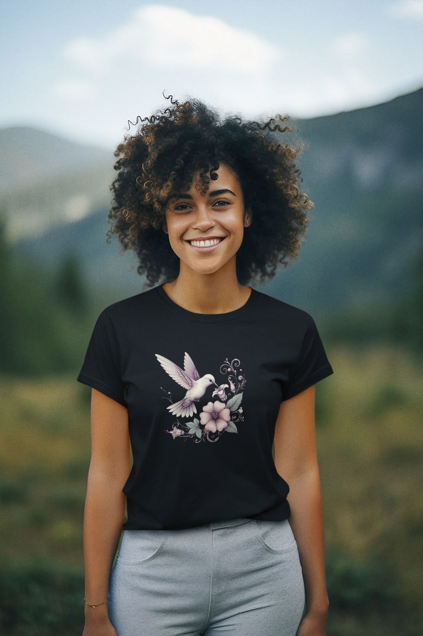 Hummingbird Harmony Round-Neck T-Shirt