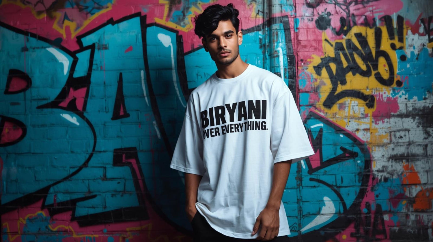 BigShot Fusion oversized streetwear t-shirt with bold graphic print - unisex relaxed fit cotton tee