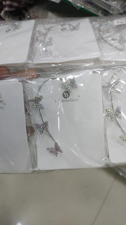 Stylish Butterfly Ear Crawler Cuff Earrings – Silver Plated Alloy
