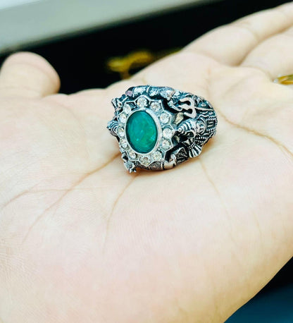 Lord Shiva Silver Ring | Trinetra & Damru Design | Big Shot Fusion