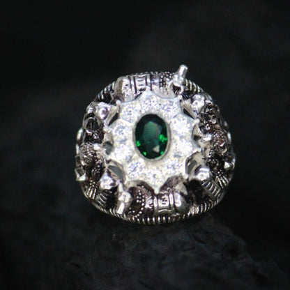 Lord Shiva silver ring with Trinetra and Damru design — bold unisex spiritual jewelry from Big Shot Fusion

