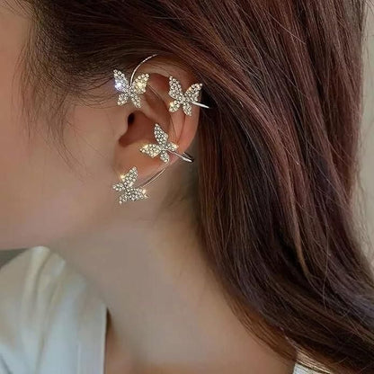 Stylish Butterfly Ear Crawler Cuff Earrings – Silver Plated Alloy