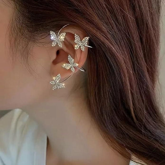 Stylish Butterfly Ear Crawler Cuff Earrings – Silver Plated Alloy
