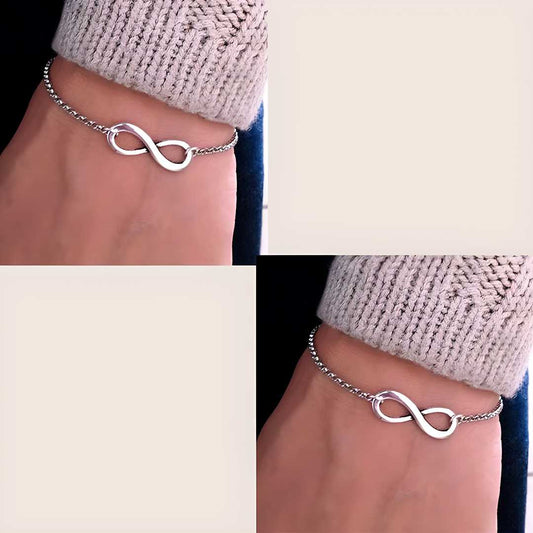 Pack of 2 Stylish Silver Plated Infinity Bracelet For Men And Women - Big Shot Fusion