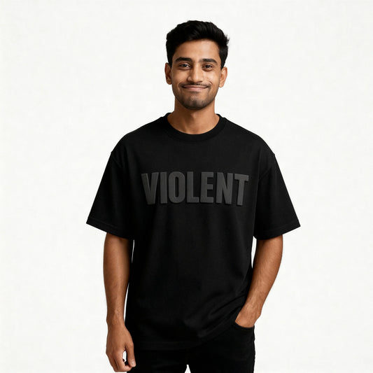 VIOLENT | Oversized Streetwear Tee | Puff Print