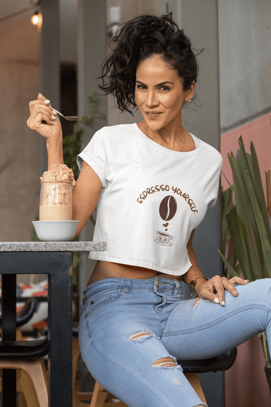 "Espresso Yourself" Coffee Lover Women’s Crop Top