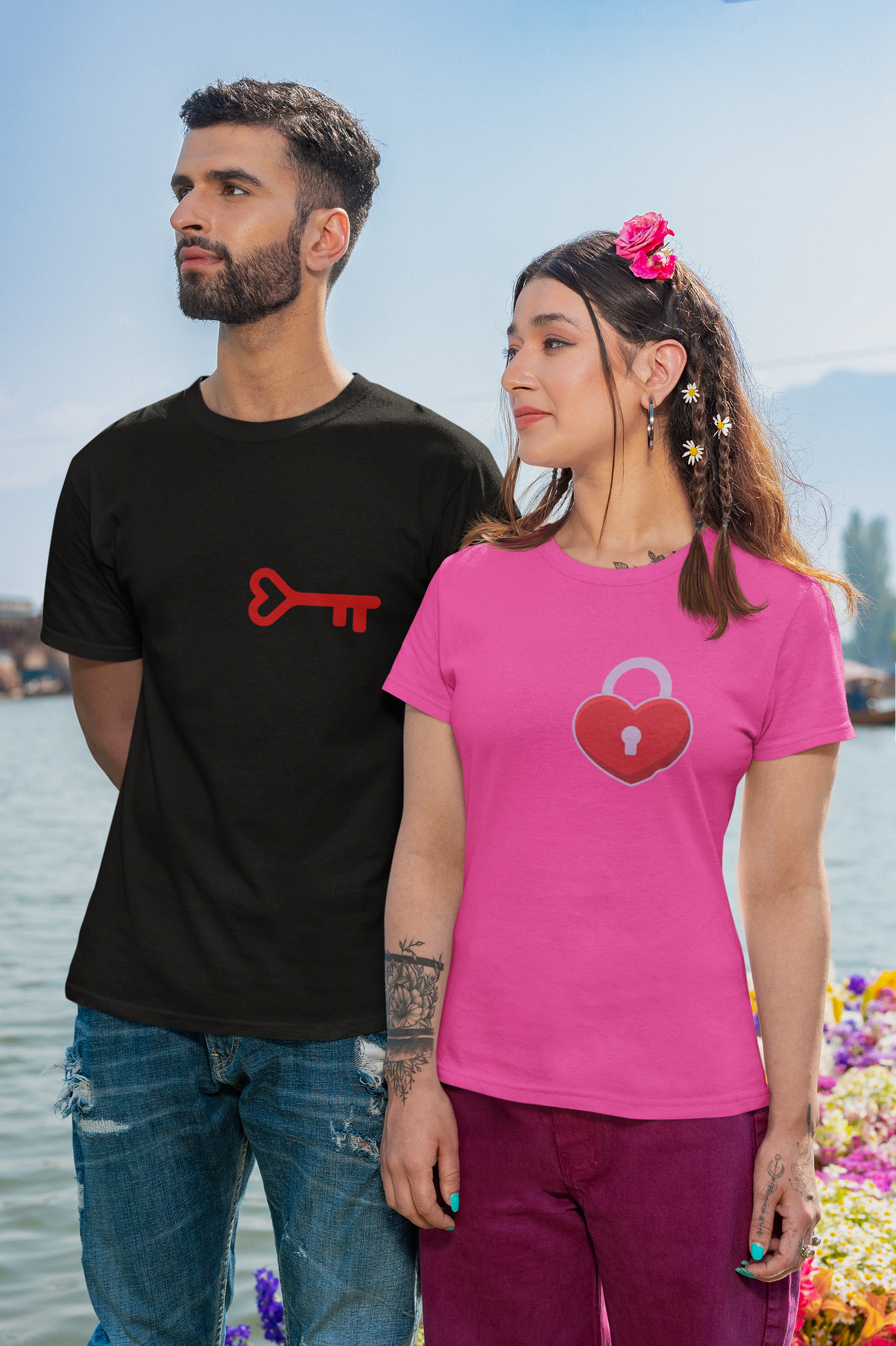 "He's the Key" Couples T-Shirt – Red Key Print (Men)