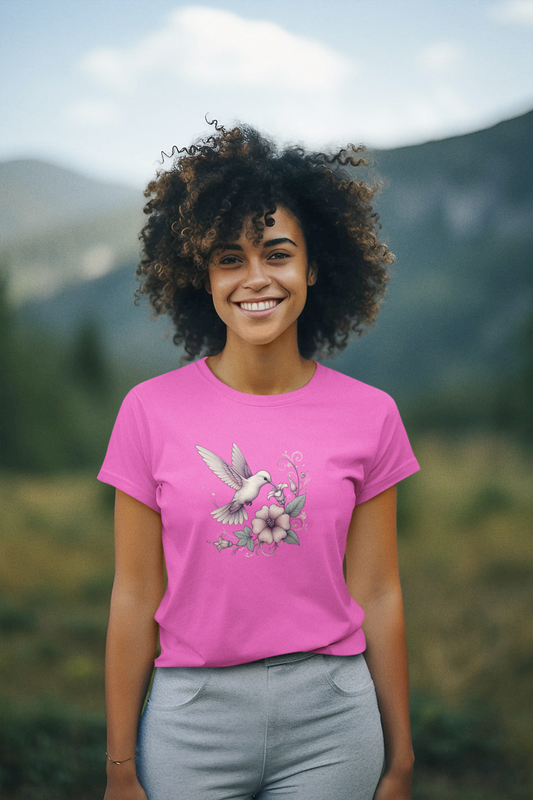 Hummingbird Harmony Round-Neck T-Shirt