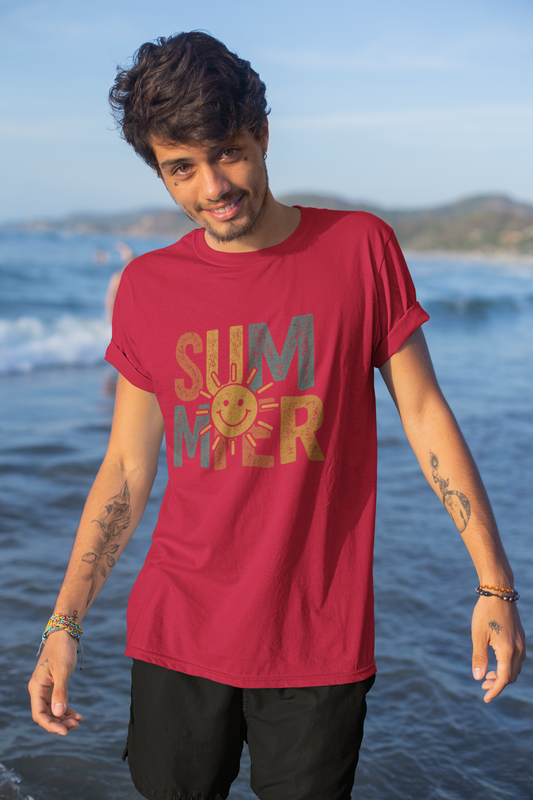 SUMMER Sun Graphic T-Shirt - Vibrant Seasonal Streetwear - Unisex Cotton Tee - Big Shot Fusion