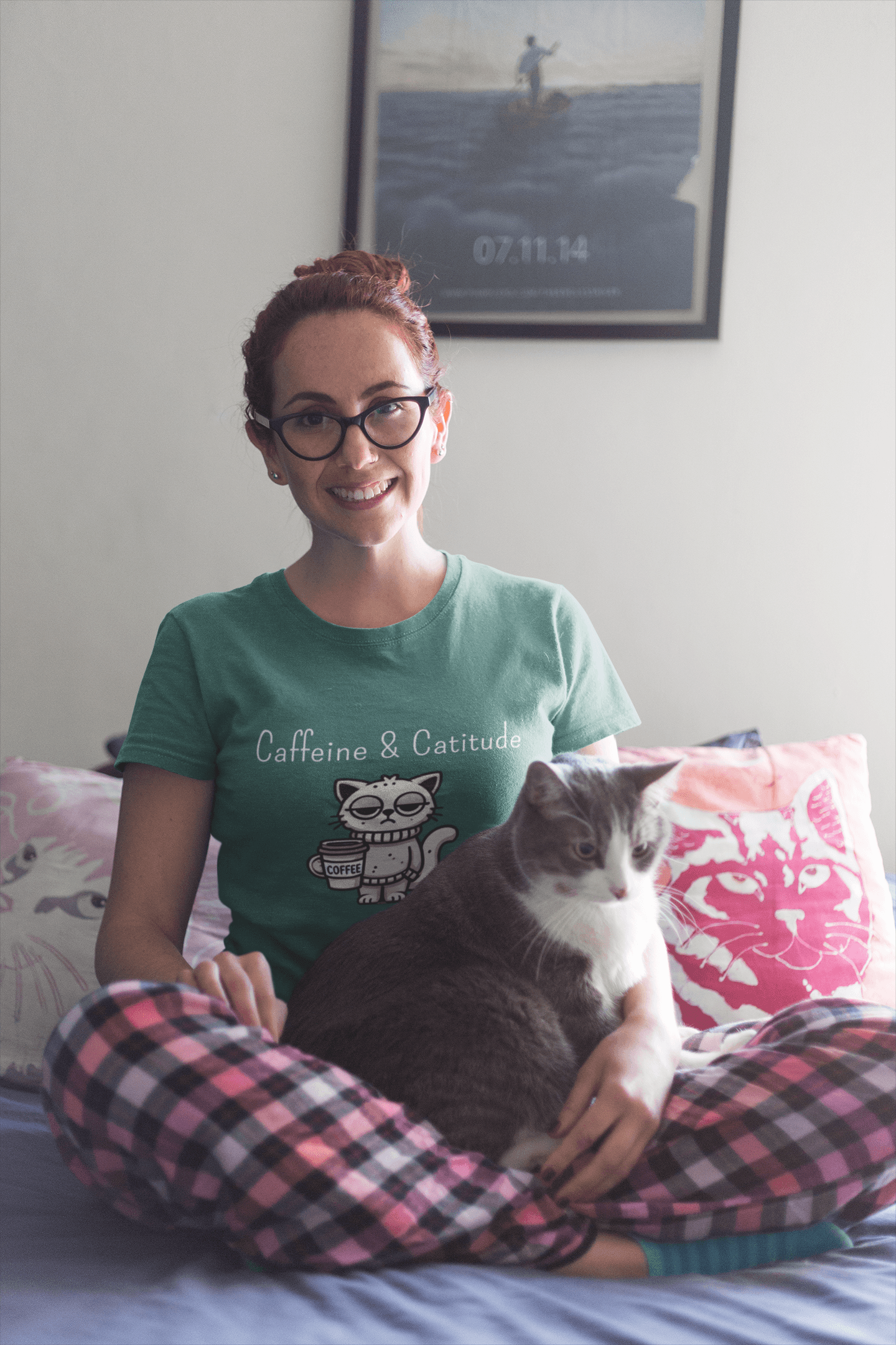 Catfeinated Vibes - Caffeine and Catitude T-Shirt - Big Shot Fusion