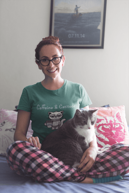 Catfeinated Vibes - Caffeine and Catitude T-Shirt - Big Shot Fusion